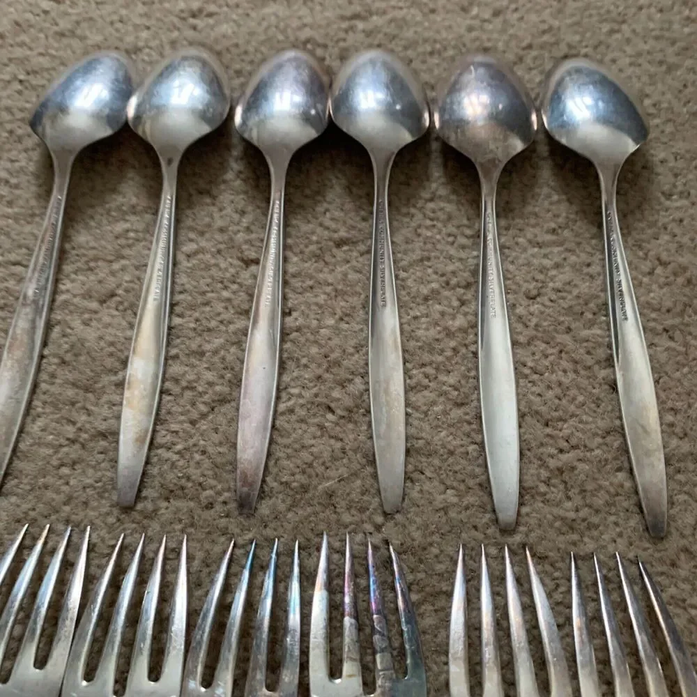 13 Oneida Community Silverplate Flatwear Enchantment Gentle Rose Pattern Pieces